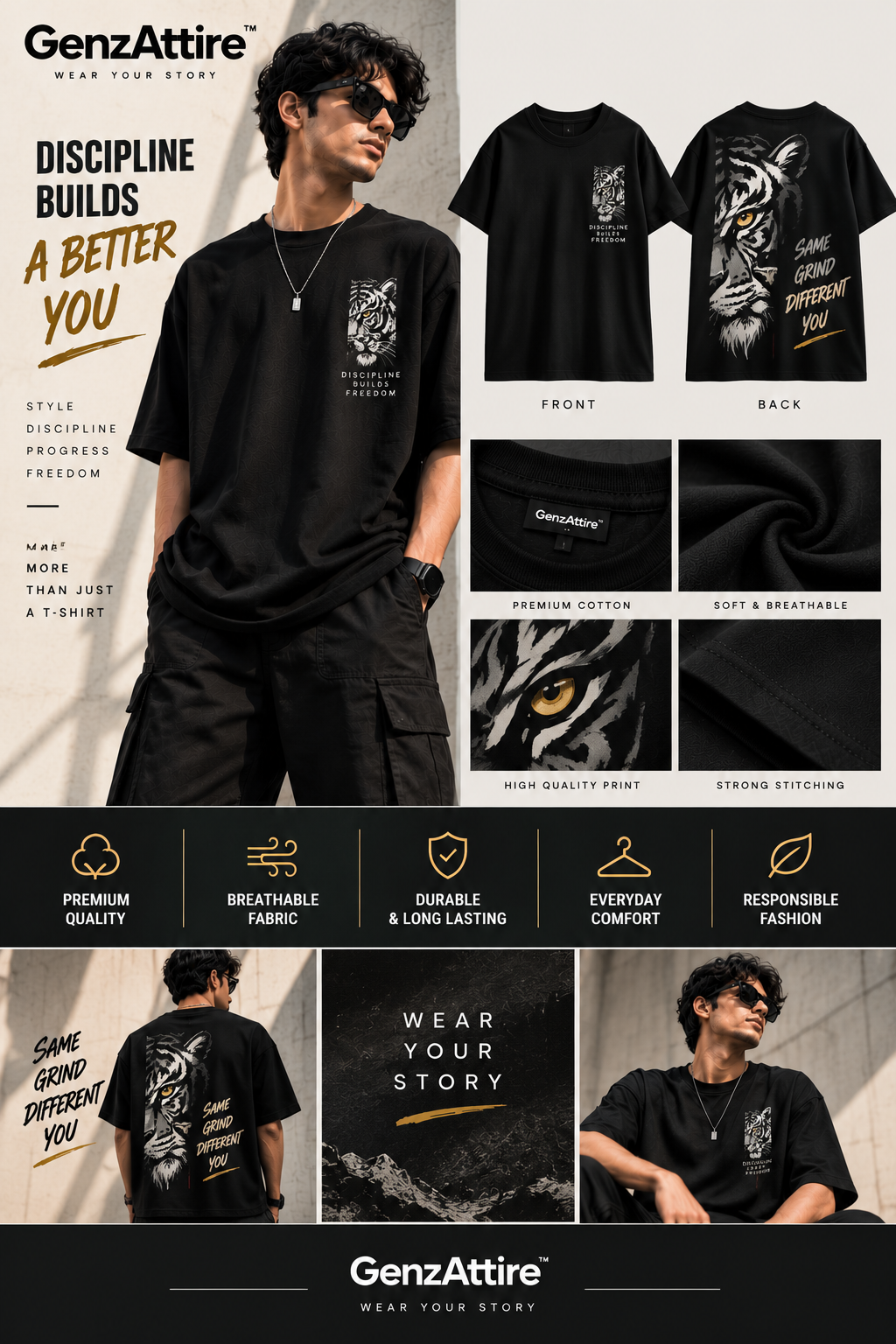 black tiger graphic t shirt for teens